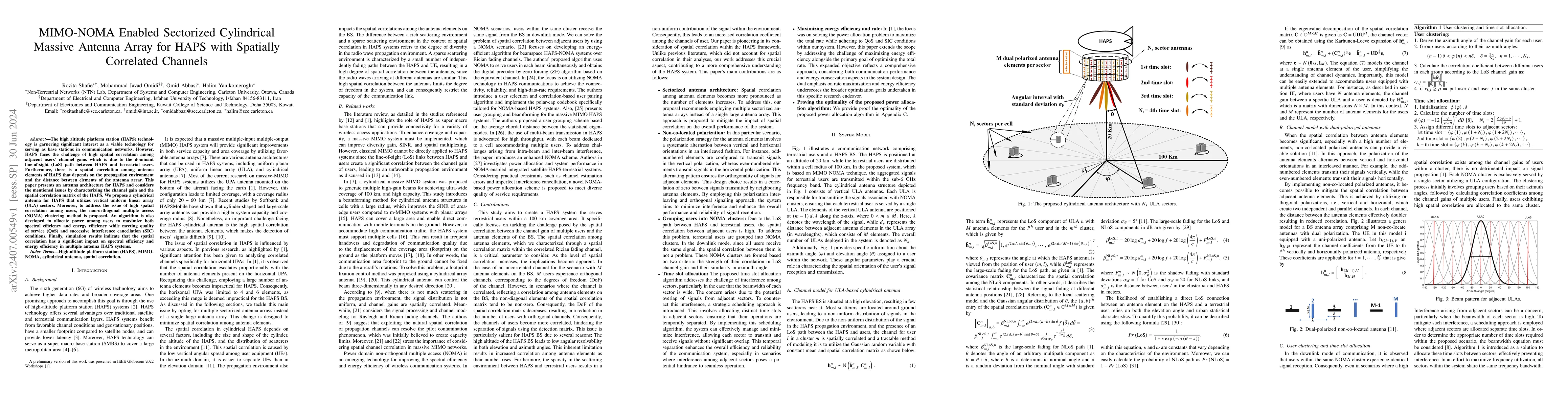 Thumbnail for MIMO-NOMA Enabled Sectorized Cylindrical Massive Antenna Array for HAPS
  with Spatially Correlated Channels