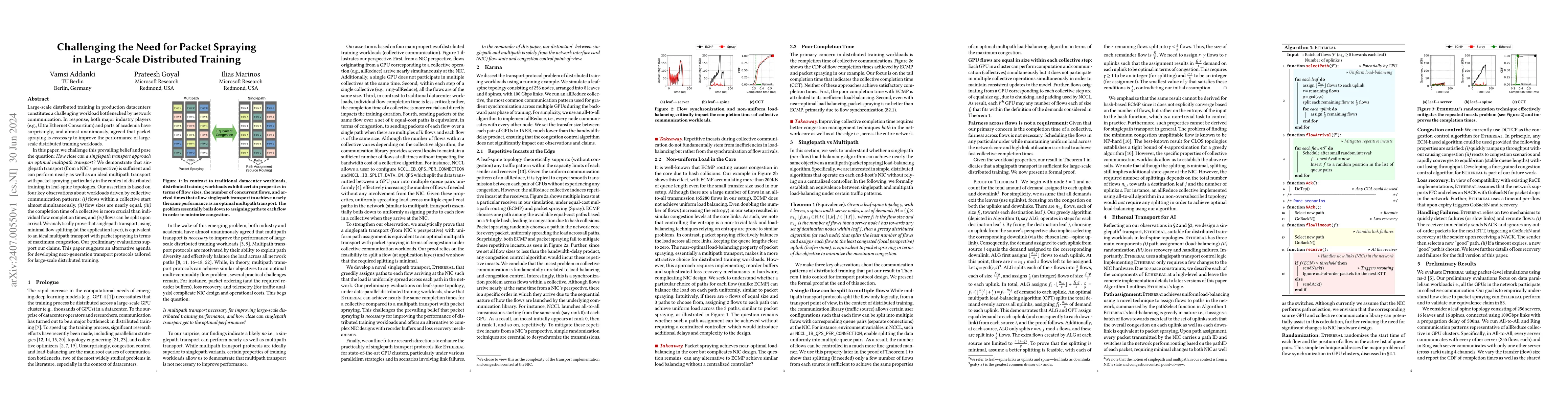 Thumbnail for Challenging the Need for Packet Spraying in Large-Scale Distributed
  Training