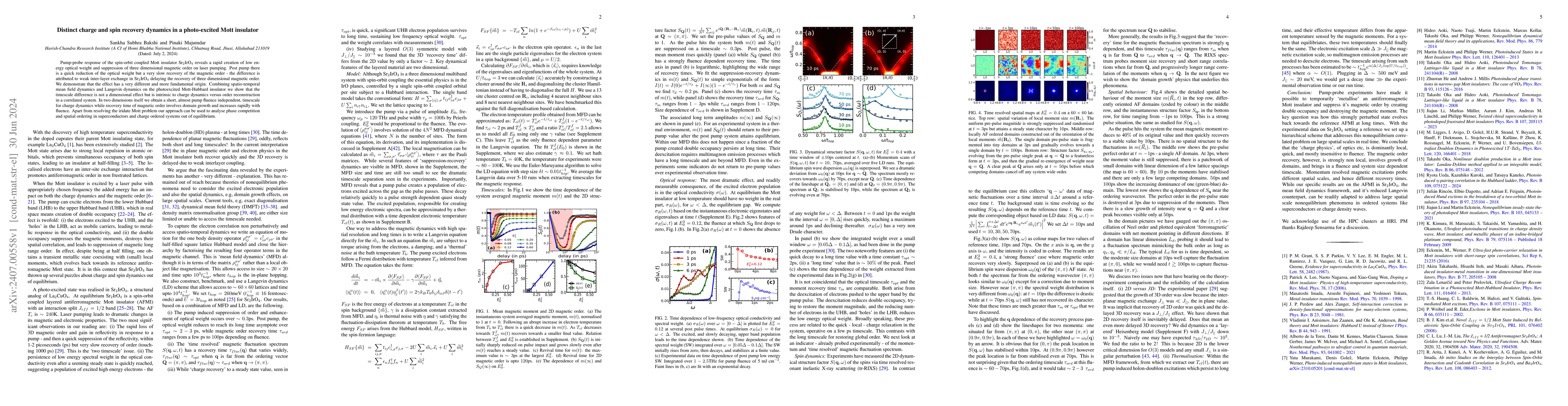 Thumbnail for Distinct charge and spin recovery dynamics in a photo-excited Mott
  insulator
