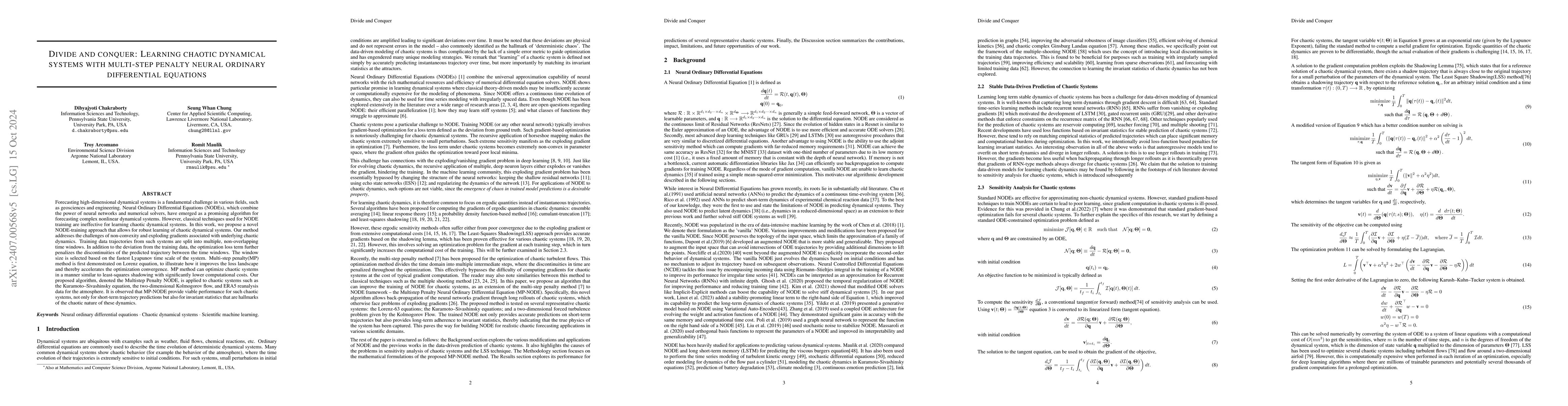 Thumbnail for Divide And Conquer: Learning Chaotic Dynamical Systems With Multistep
  Penalty Neural Ordinary Differential Equations