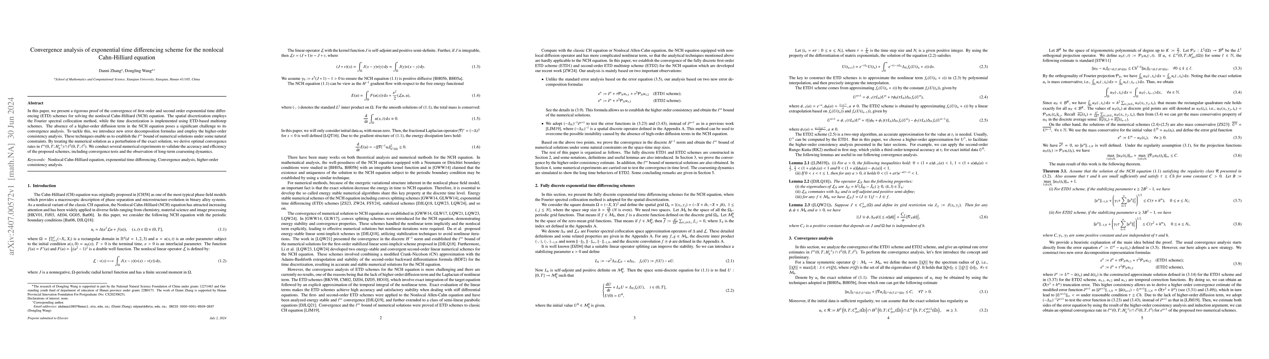 Thumbnail for Convergence analysis of exponential time differencing scheme for the
  nonlocal Cahn-Hilliard equation
