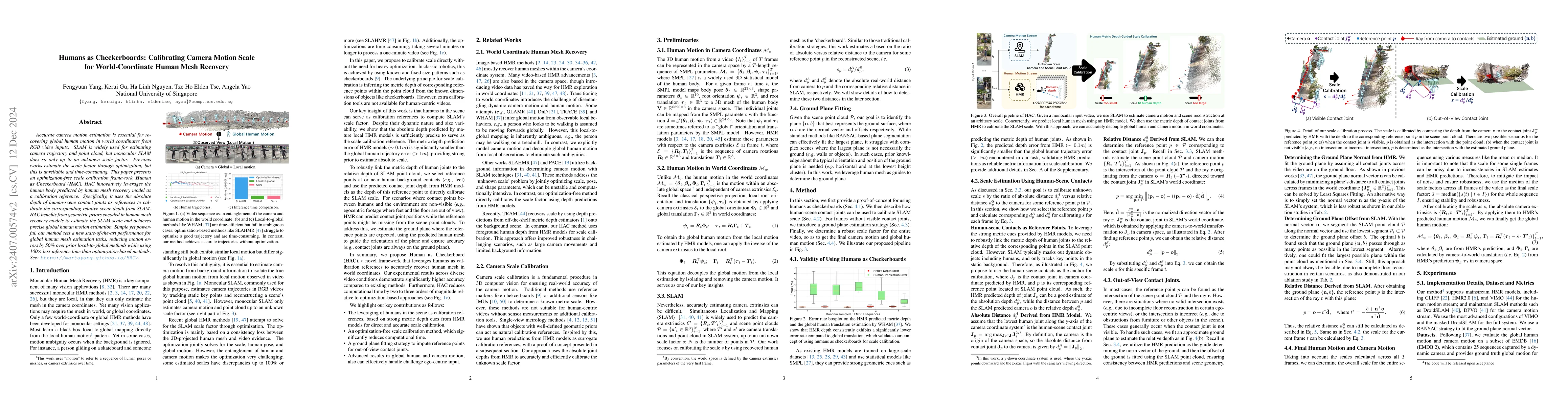 Thumbnail for OfCaM: Global Human Mesh Recovery via Optimization-free Camera Motion
  Scale Calibration