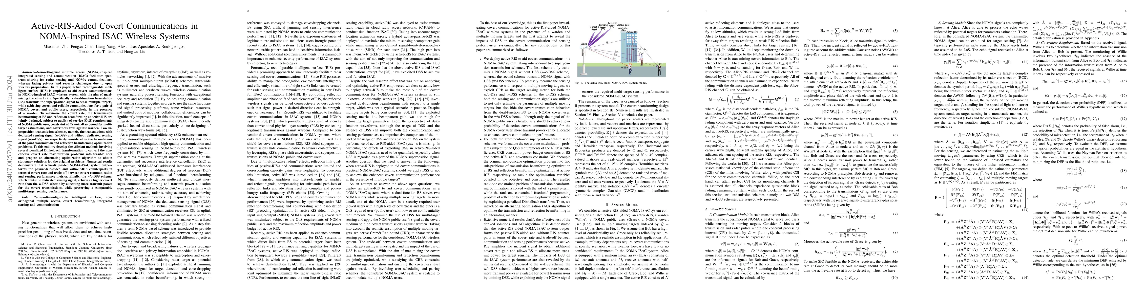 Thumbnail for Active-RIS-Aided Covert Communications in NOMA-Inspired ISAC Wireless
  Systems