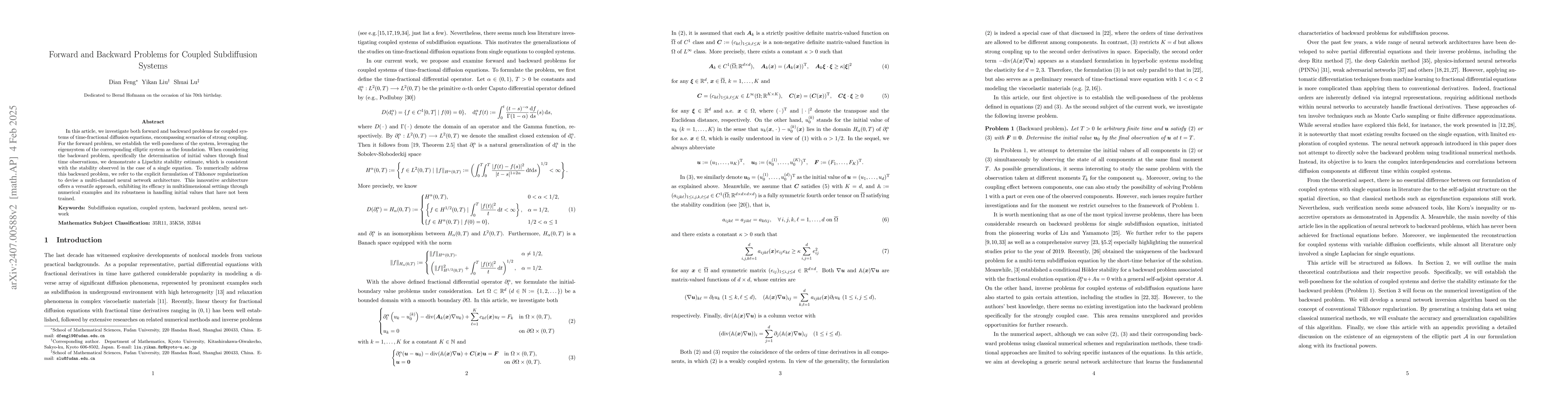Thumbnail for Forward and backward problems for coupled subdiffusion systems