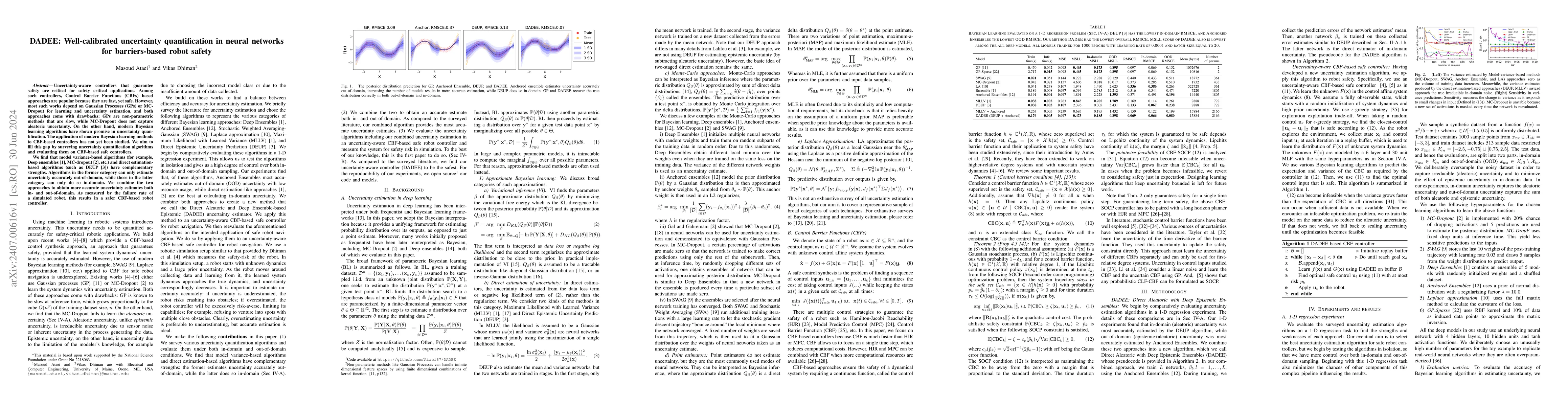 Thumbnail for DADEE: Well-calibrated uncertainty quantification in neural networks for
  barriers-based robot safety