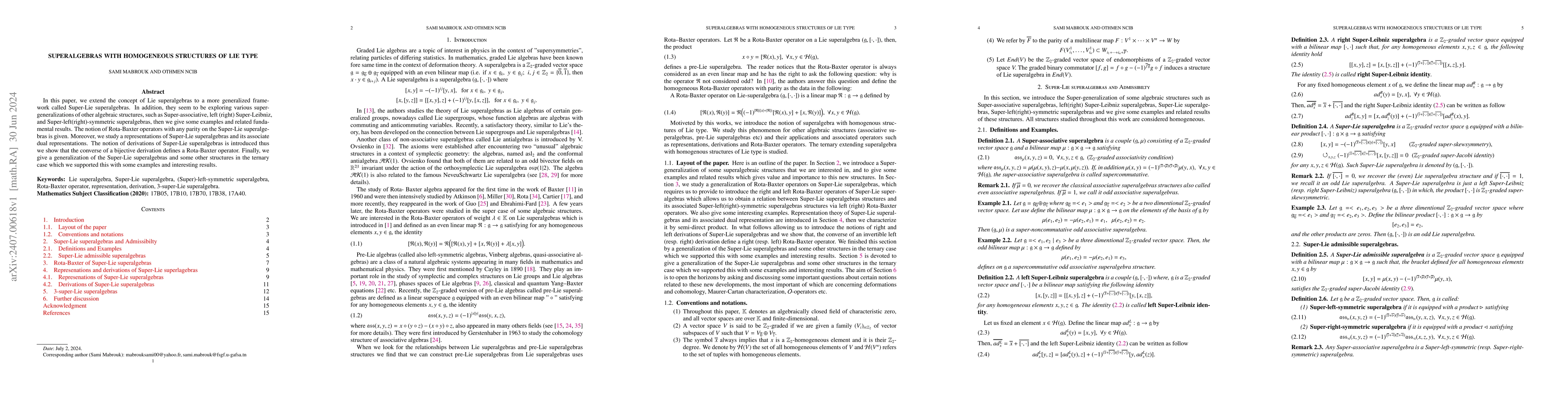 Thumbnail for Superalgebras with Homogeneous structures of Lie type