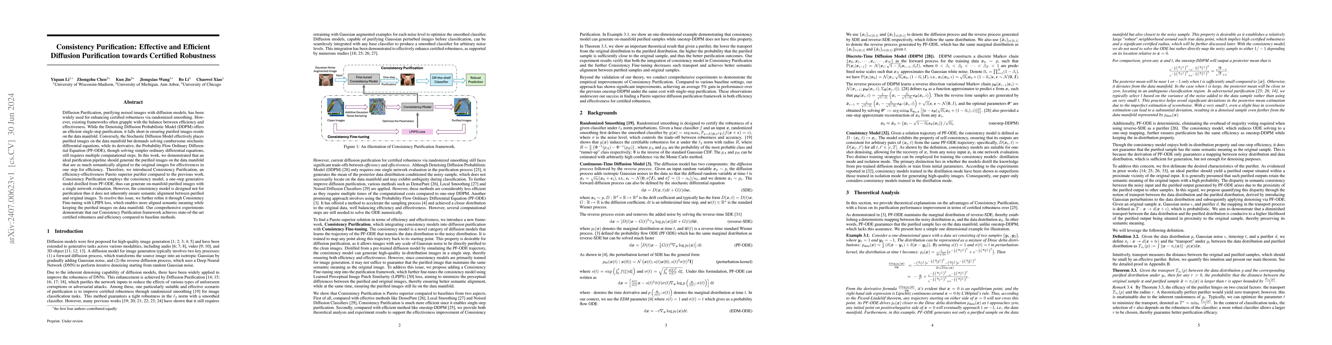 Thumbnail for Consistency Purification: Effective and Efficient Diffusion Purification
  towards Certified Robustness
