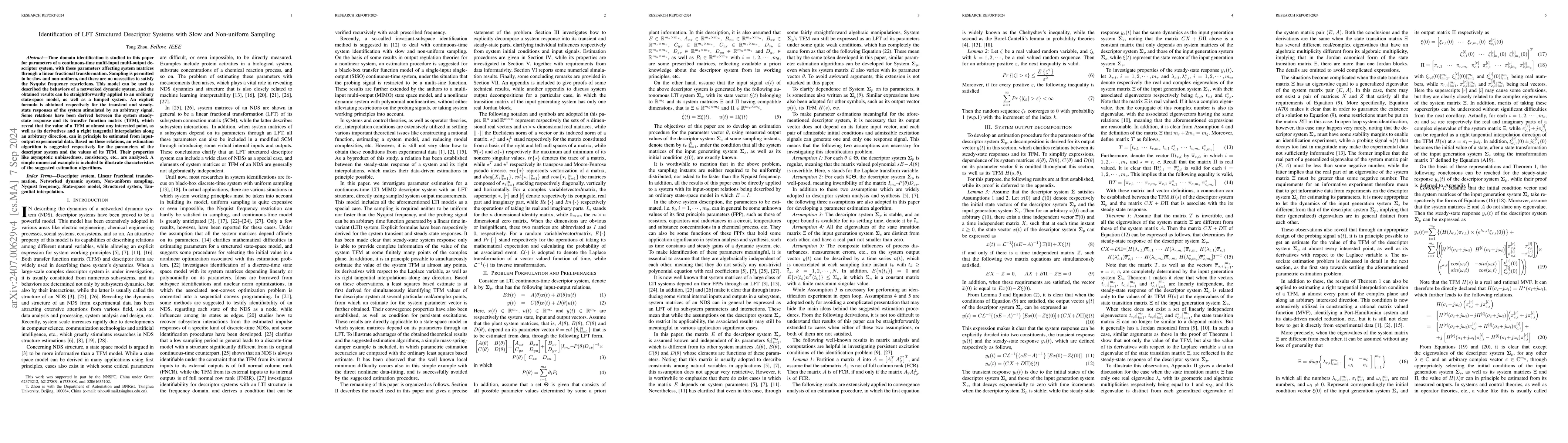Thumbnail for Identification of LFT Structured Descriptor Systems with Slow and
  Non-uniform Sampling