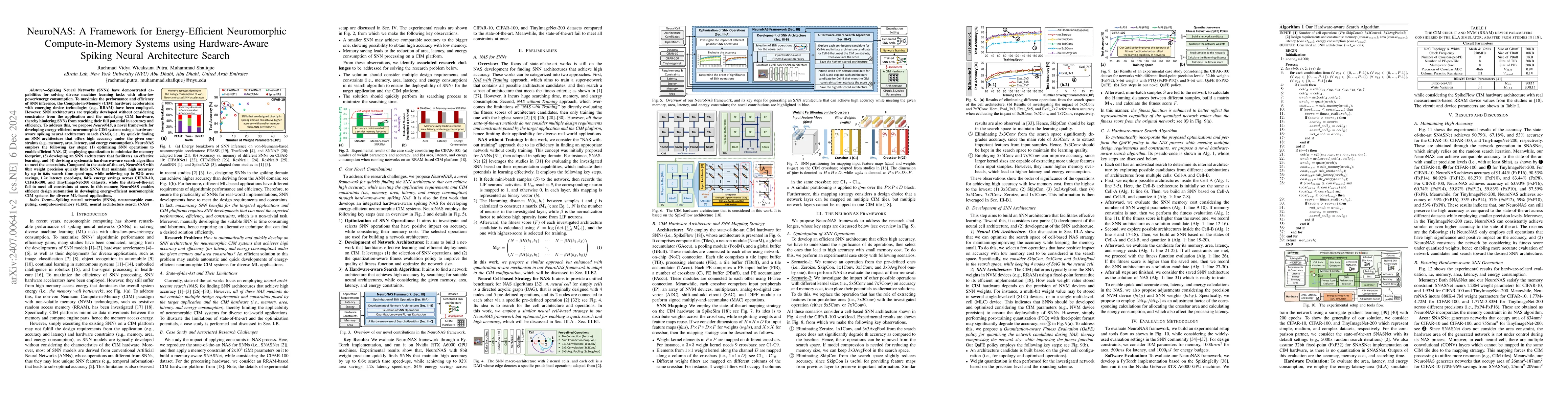 Thumbnail for HASNAS: A Hardware-Aware Spiking Neural Architecture Search Framework
  for Neuromorphic Compute-in-Memory Systems