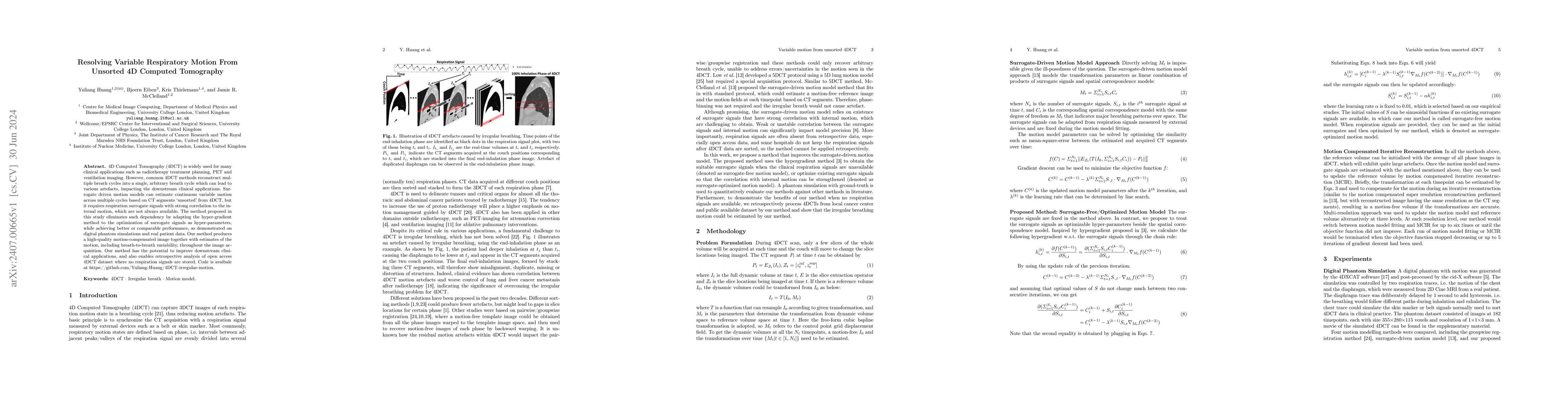Thumbnail for Resolving Variable Respiratory Motion From Unsorted 4D Computed
  Tomography