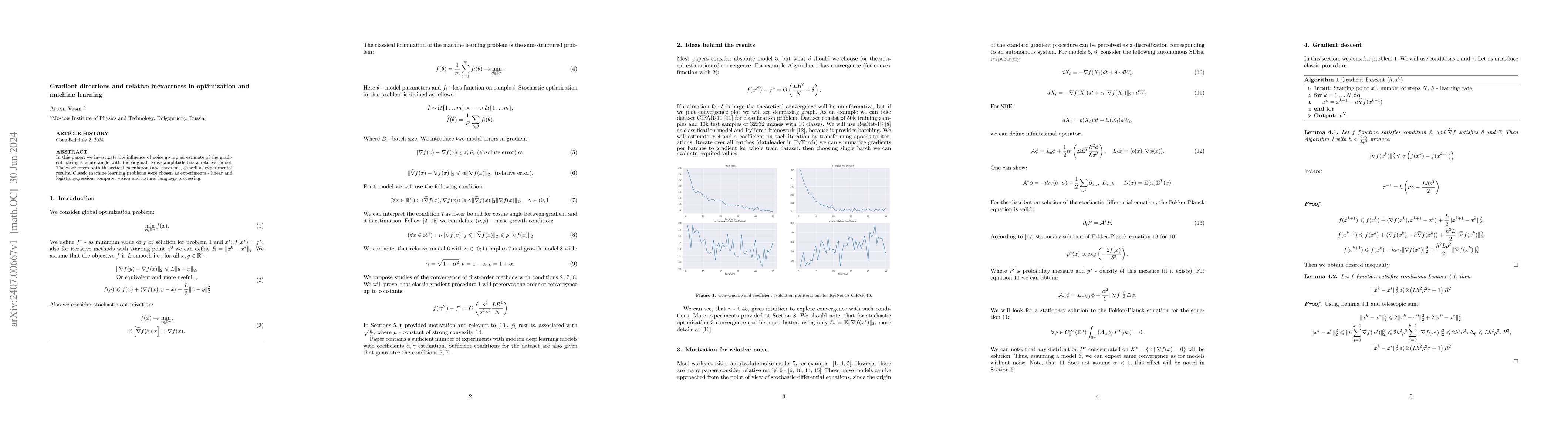 Thumbnail for Gradient directions and relative inexactness in optimization and machine
  learning