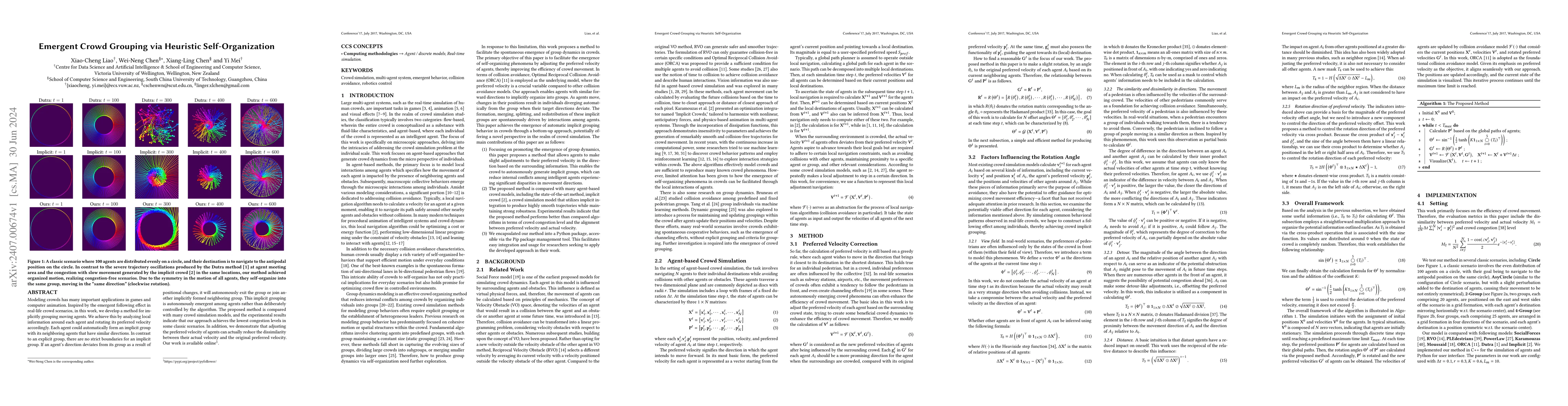Thumbnail for Emergent Crowd Grouping via Heuristic Self-Organization