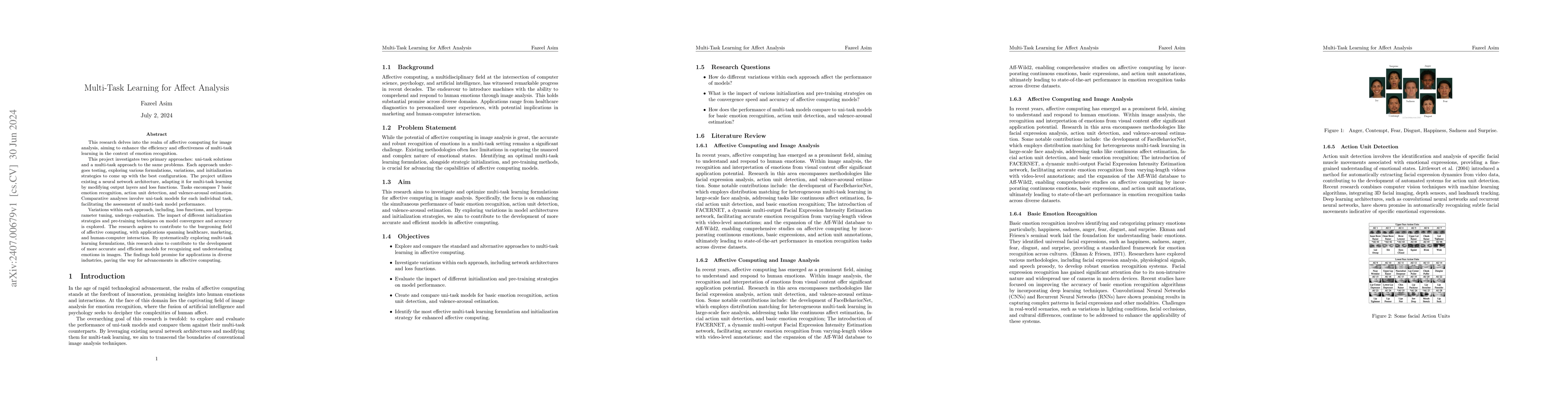 Thumbnail for Multi-Task Learning for Affect Analysis