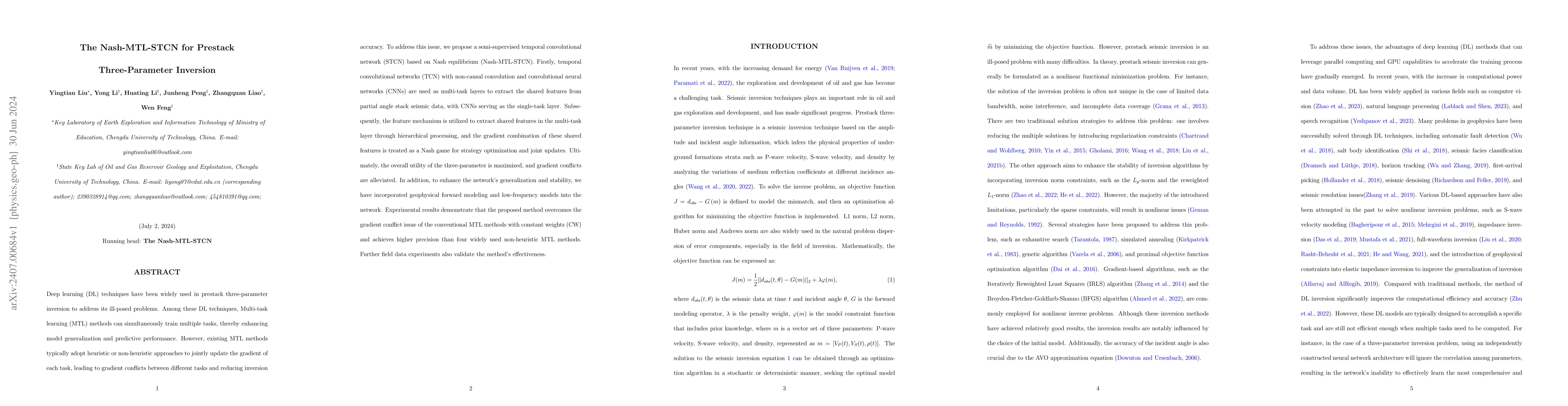 Thumbnail for The Nash-MTL-STCN for Prestack Three-Parameter Inversion