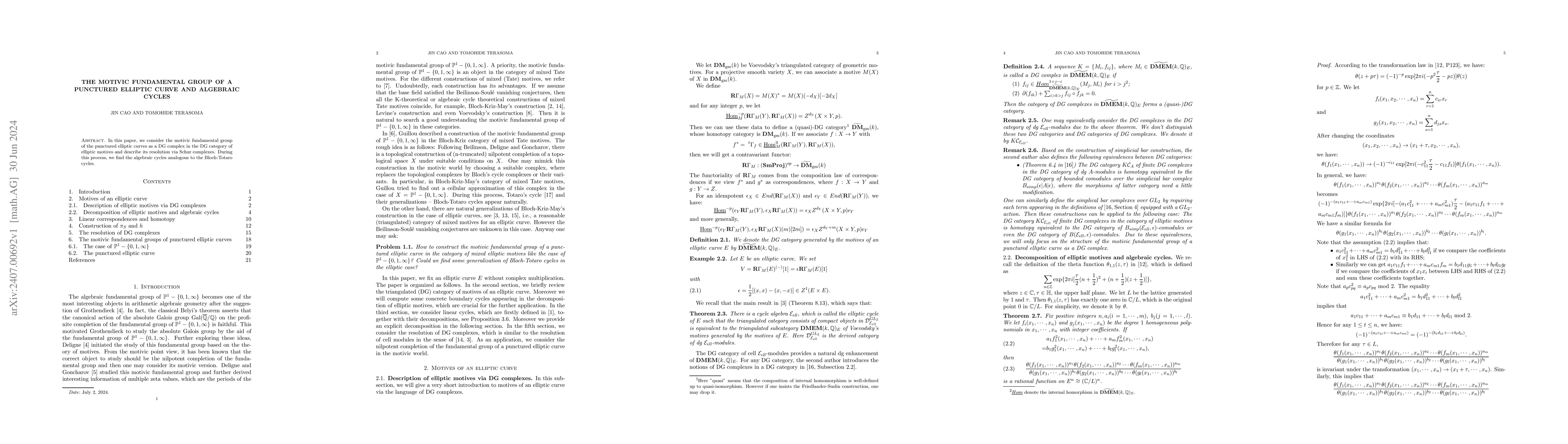 Thumbnail for The motivic fundamental group of a punctured elliptic curve and
  algebraic cycles