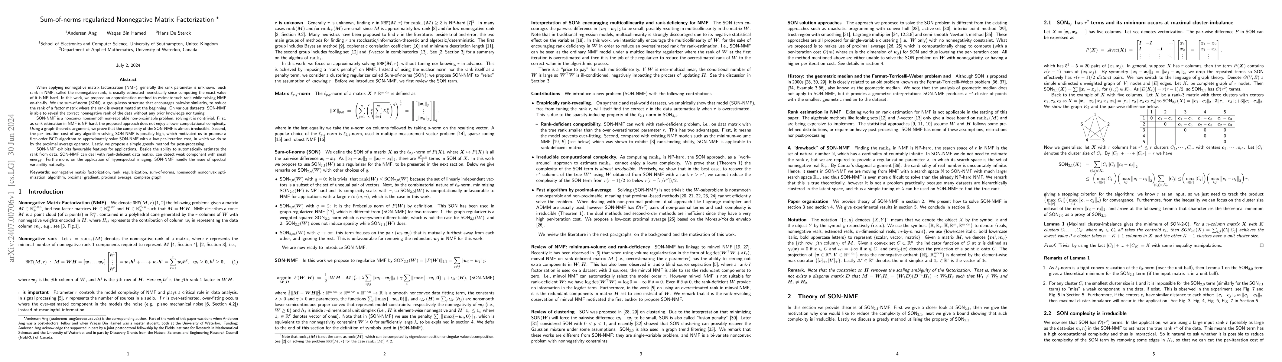 Thumbnail for Sum-of-norms regularized Nonnegative Matrix Factorization