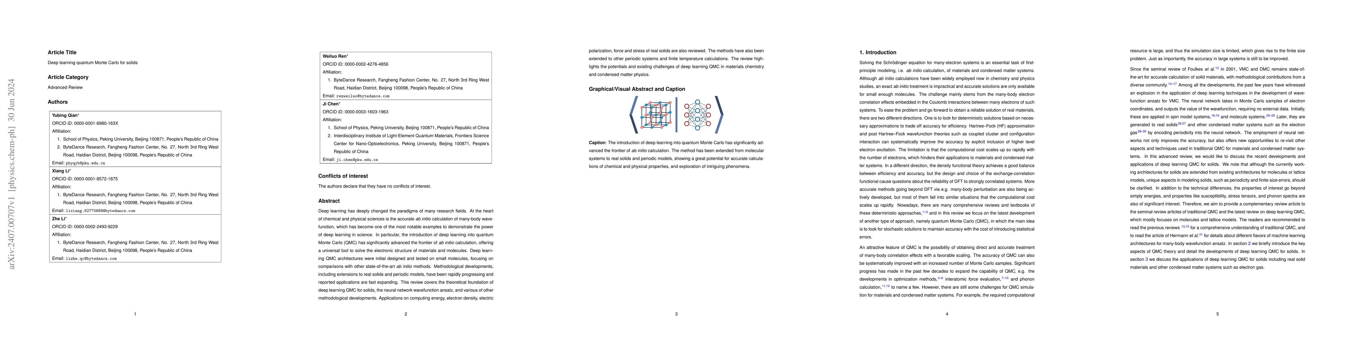 Thumbnail for Deep learning quantum Monte Carlo for solids