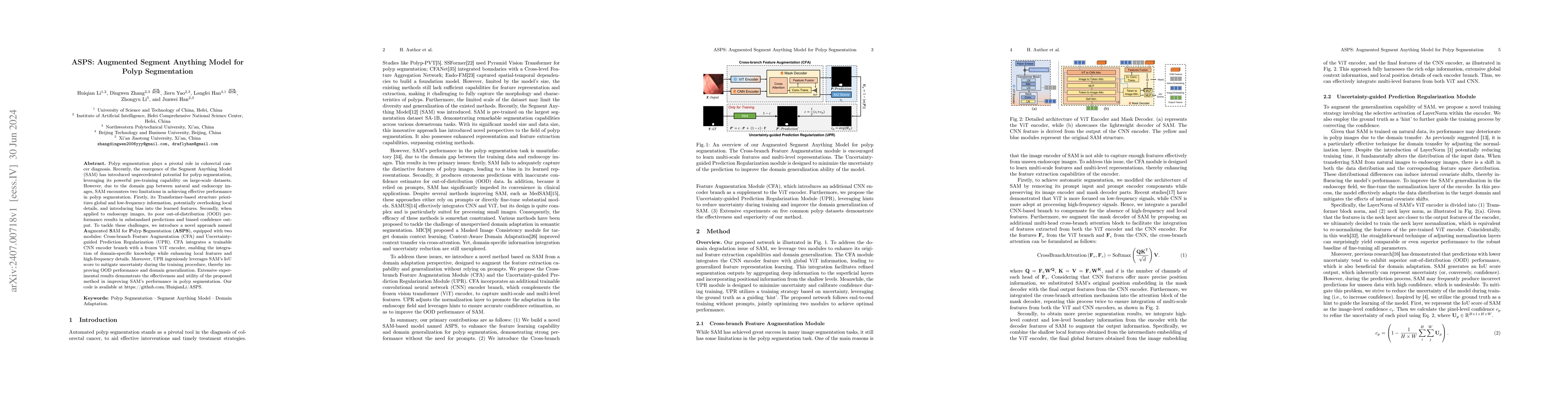 Thumbnail for ASPS: Augmented Segment Anything Model for Polyp Segmentation