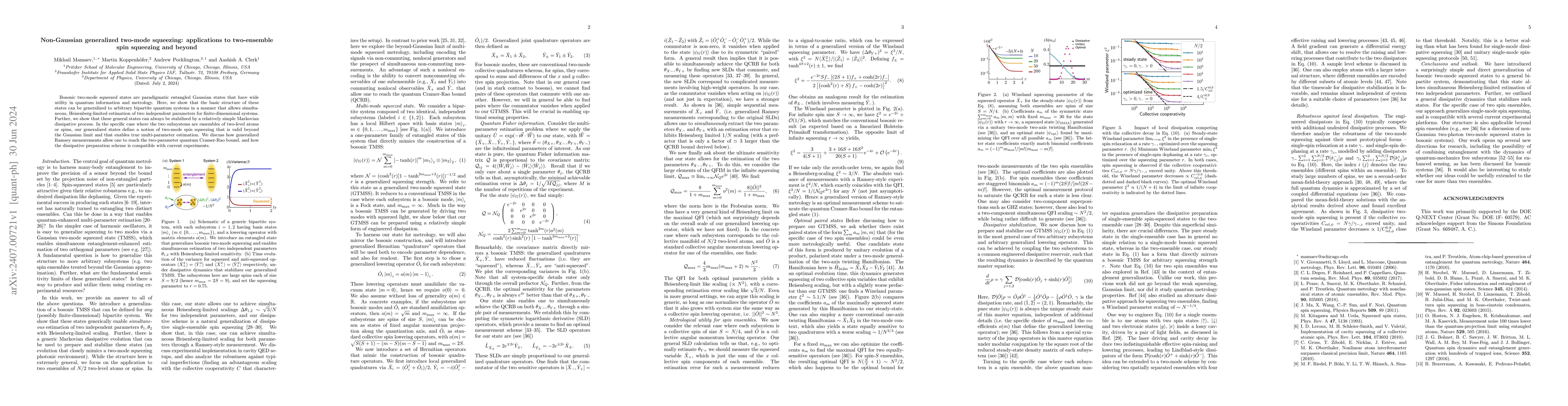 Thumbnail for Non-Gaussian generalized two-mode squeezing: applications to
  two-ensemble spin squeezing and beyond