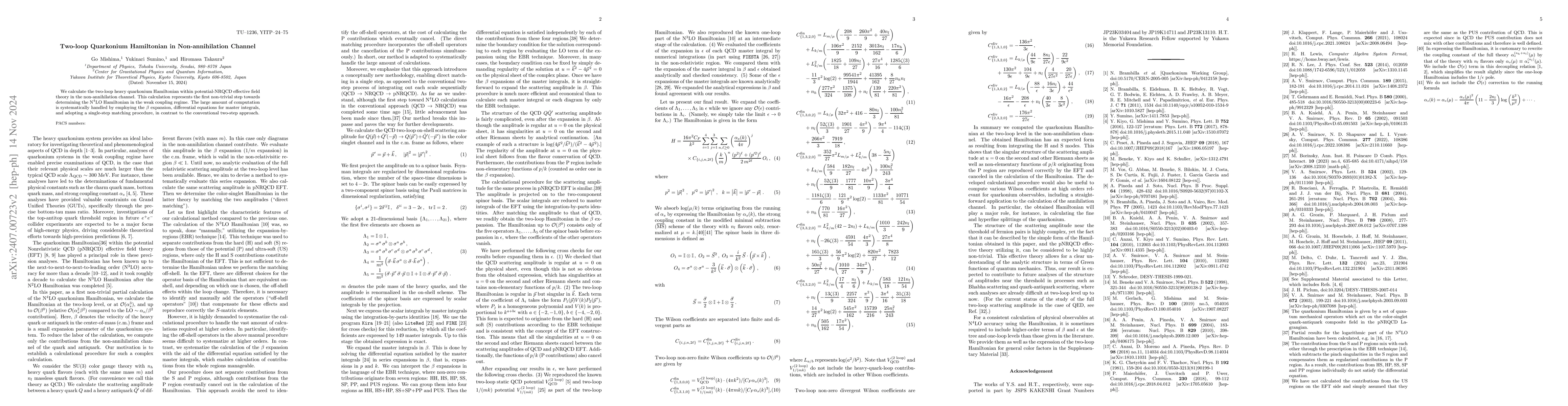 Thumbnail for Two-loop Quarkonium Hamiltonian in Non-annihilation Channel