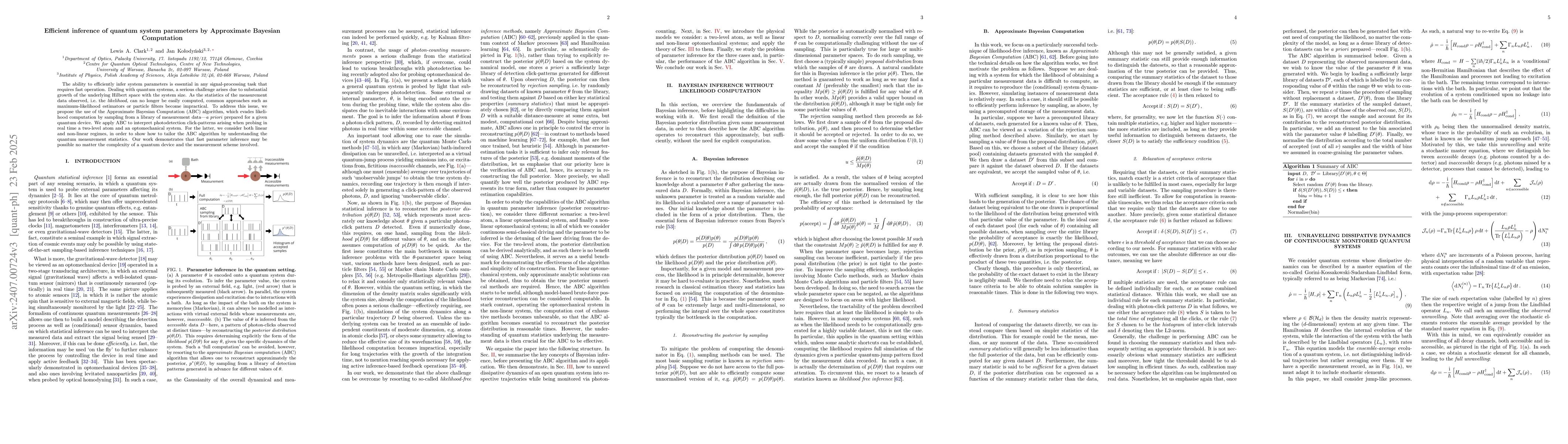 Thumbnail for Efficient inference of quantum system parameters by Approximate Bayesian
  Computation
