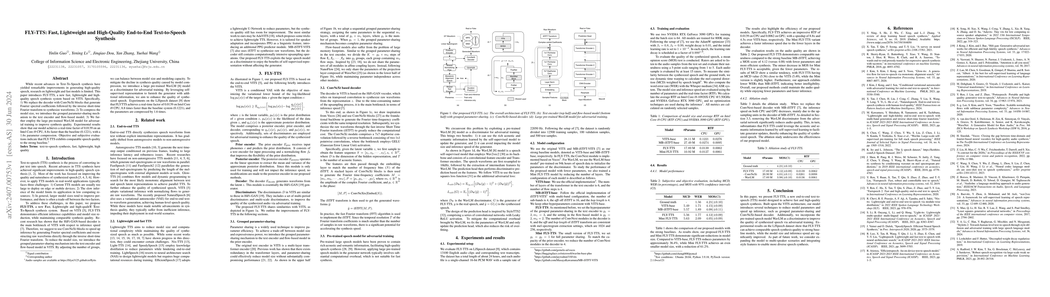 Thumbnail for FLY-TTS: Fast, Lightweight and High-Quality End-to-End Text-to-Speech
  Synthesis
