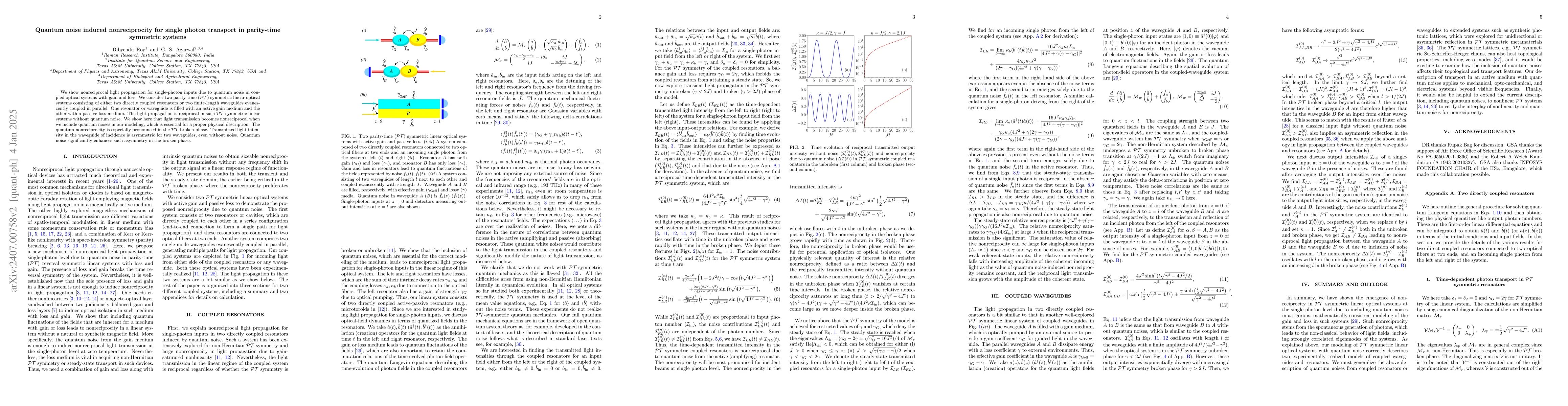 Thumbnail for Quantum noise induced nonreciprocity for single photon transport in
  parity-time symmetric systems