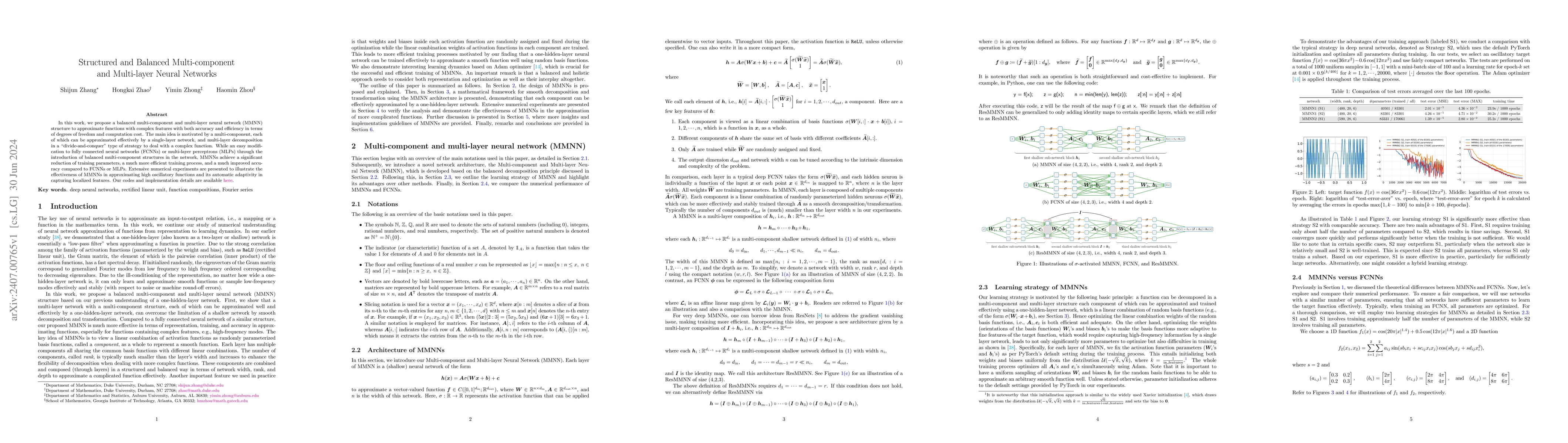 Thumbnail for Structured and Balanced Multi-component and Multi-layer Neural Networks