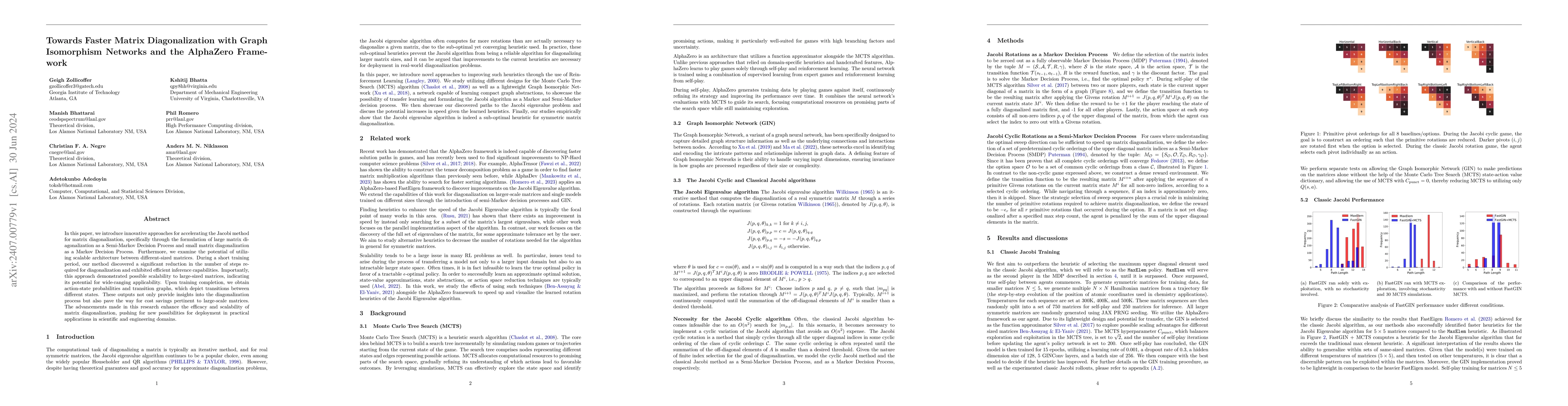Thumbnail for Towards Faster Matrix Diagonalization with Graph Isomorphism Networks
  and the AlphaZero Framework