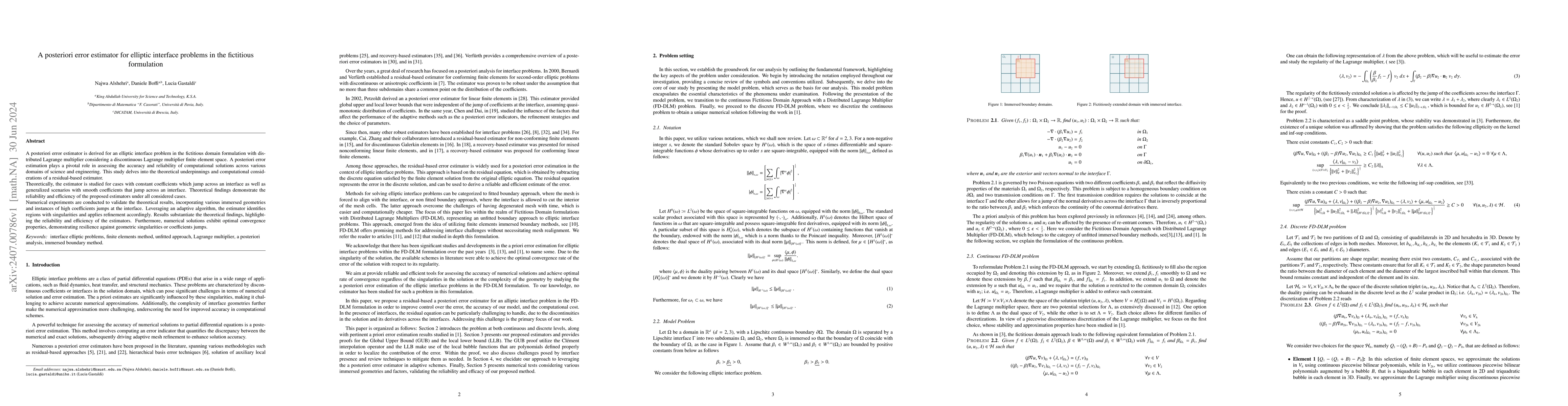 Thumbnail for A posteriori error estimator for elliptic interface problems in the
  fictitious formulation