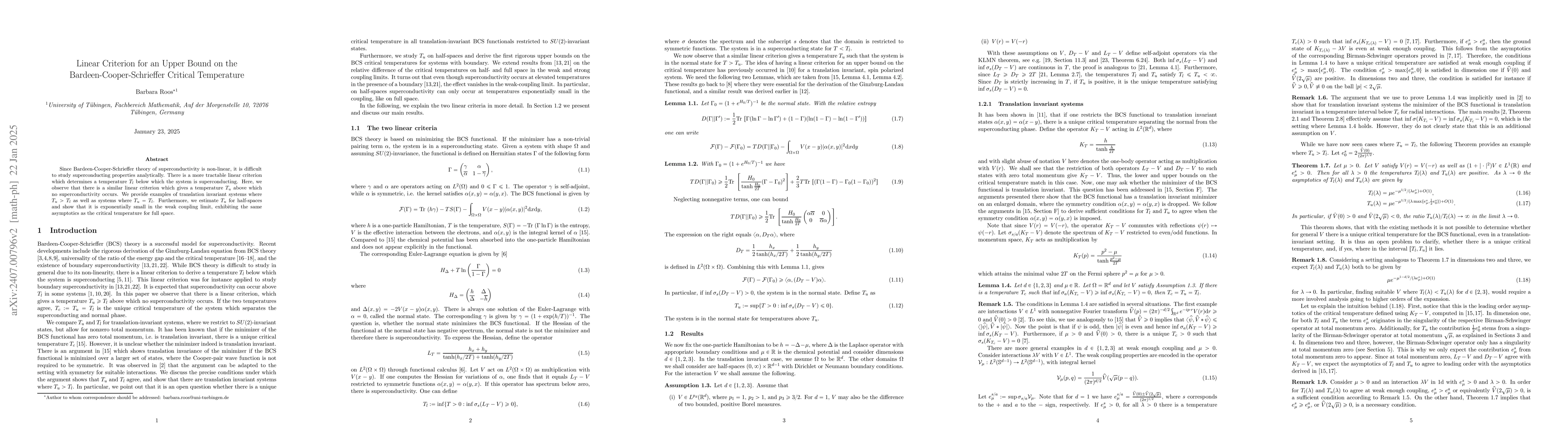 Thumbnail for Linear Criterion for an Upper Bound on the BCS Critical Temperature