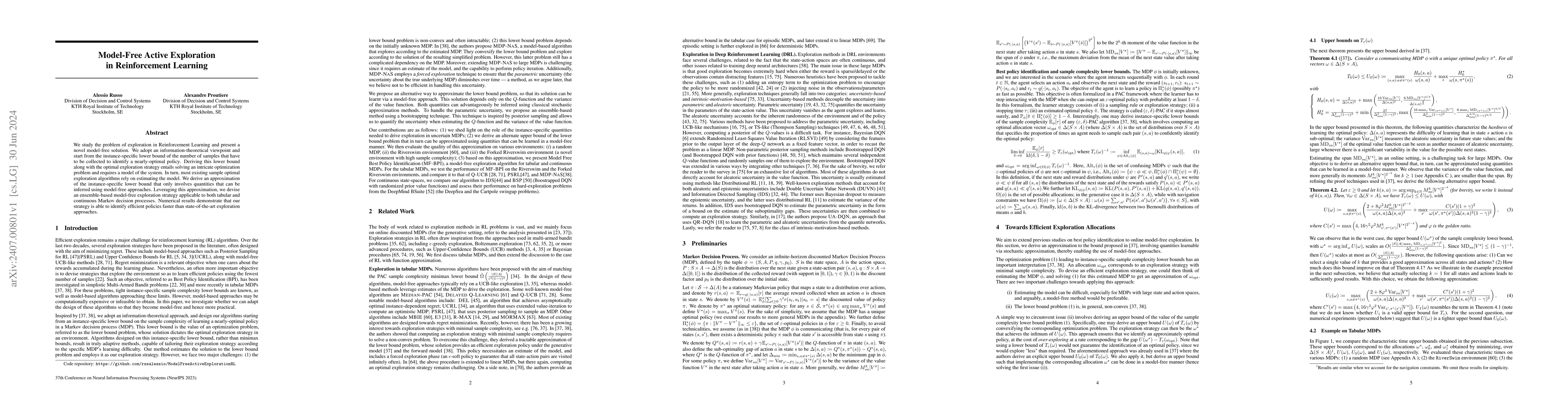 Thumbnail for Model-Free Active Exploration in Reinforcement Learning