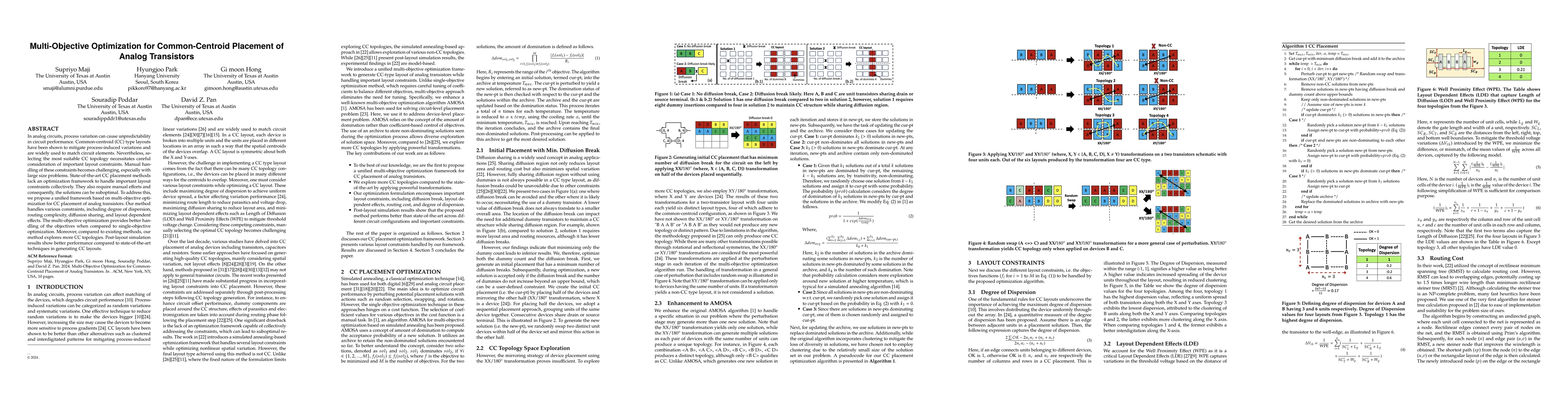 Thumbnail for Multi-Objective Optimization for Common-Centroid Placement of Analog
  Transistors