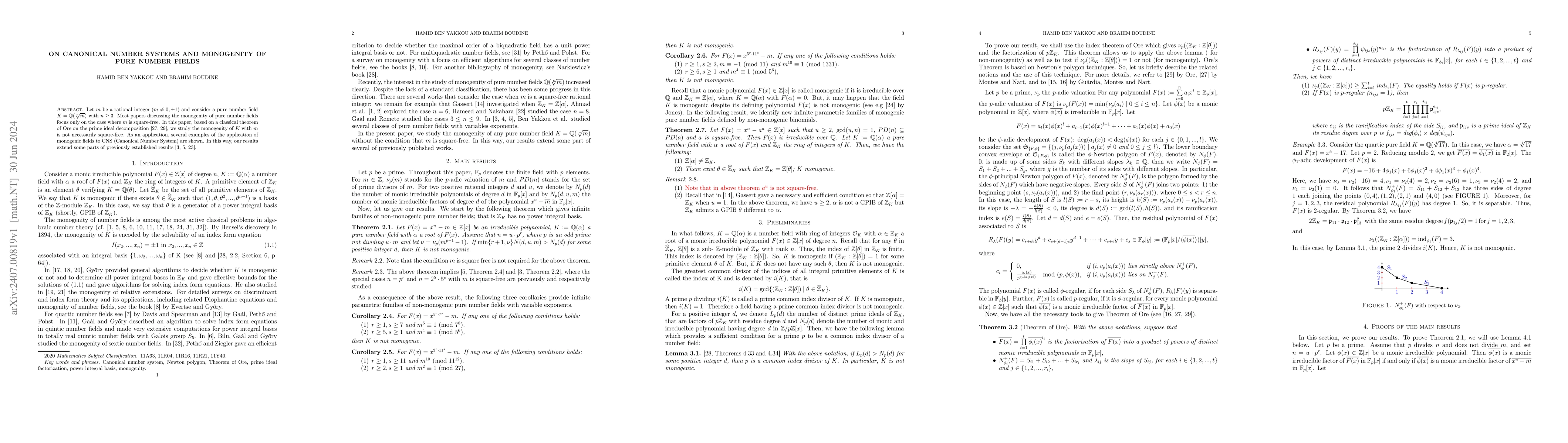 Thumbnail for On canonical number systems and monogenity of pure number fields