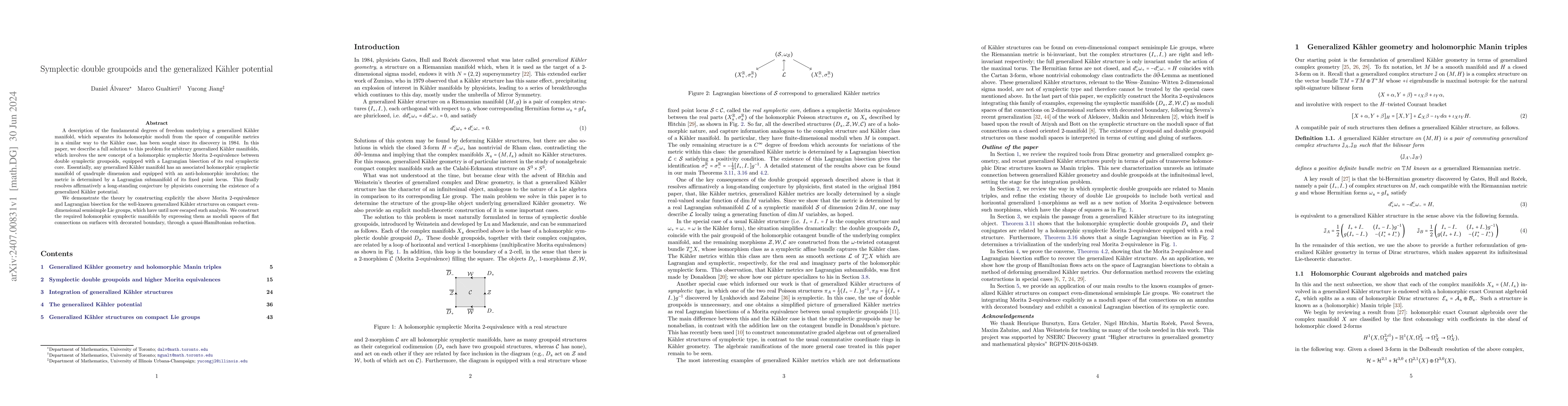 Thumbnail for Symplectic double groupoids and the generalized K\"ahler potential