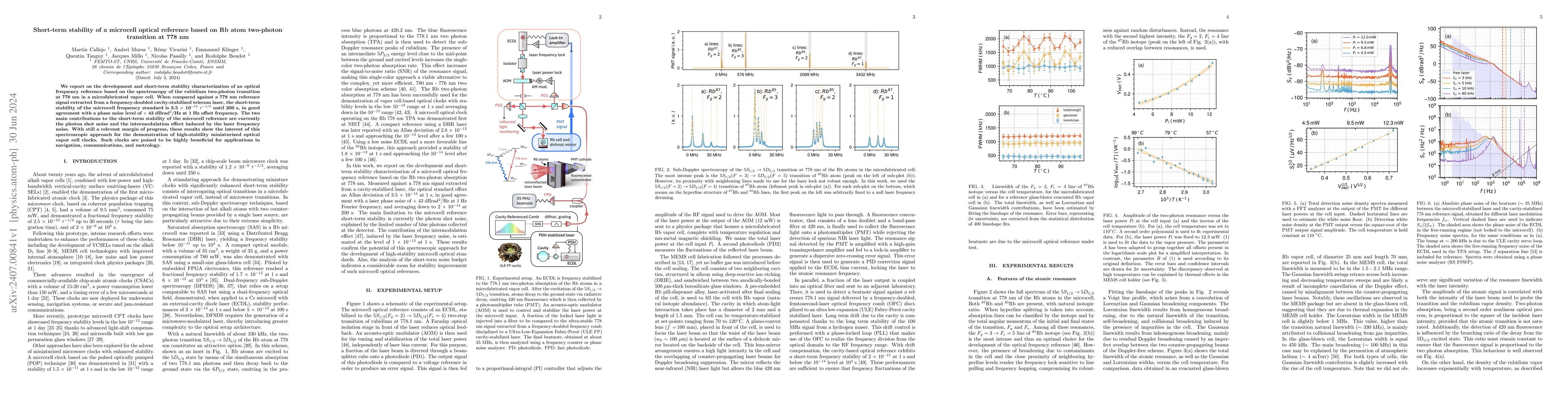 Thumbnail for Short-term stability of a microcell optical reference based on Rb atom
  two-photon transition at 778 nm