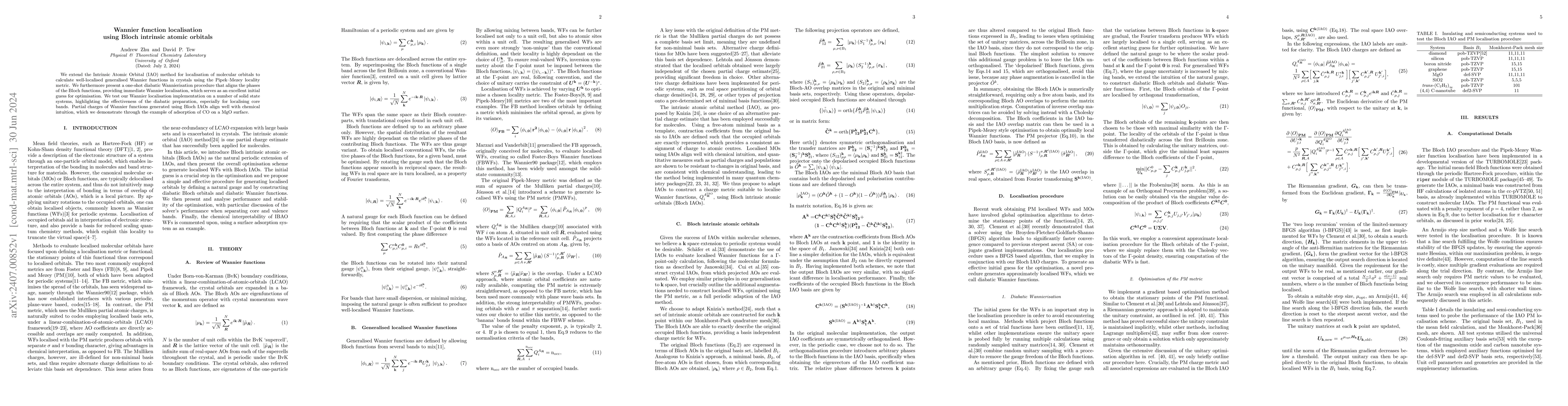 Thumbnail for Wannier function localisation using Bloch intrinsic atomic orbitals