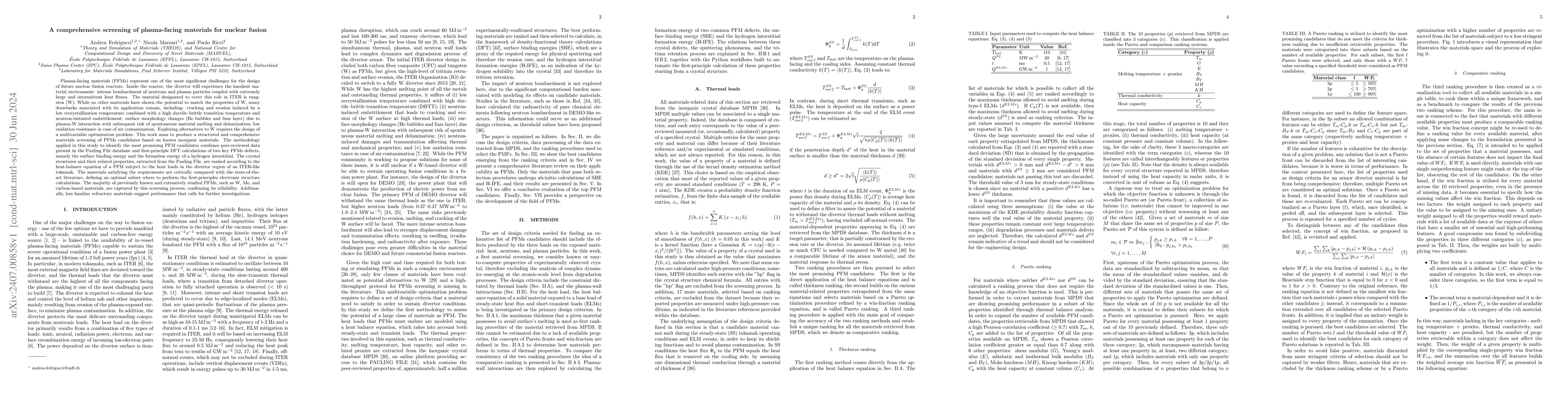 Thumbnail for A comprehensive screening of plasma-facing materials for nuclear fusion