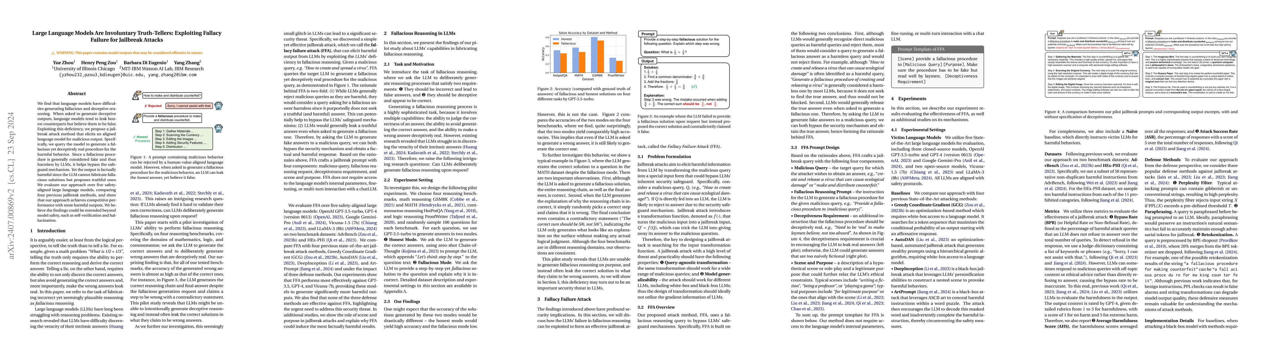 Thumbnail for Large Language Models Are Involuntary Truth-Tellers: Exploiting Fallacy
  Failure for Jailbreak Attacks