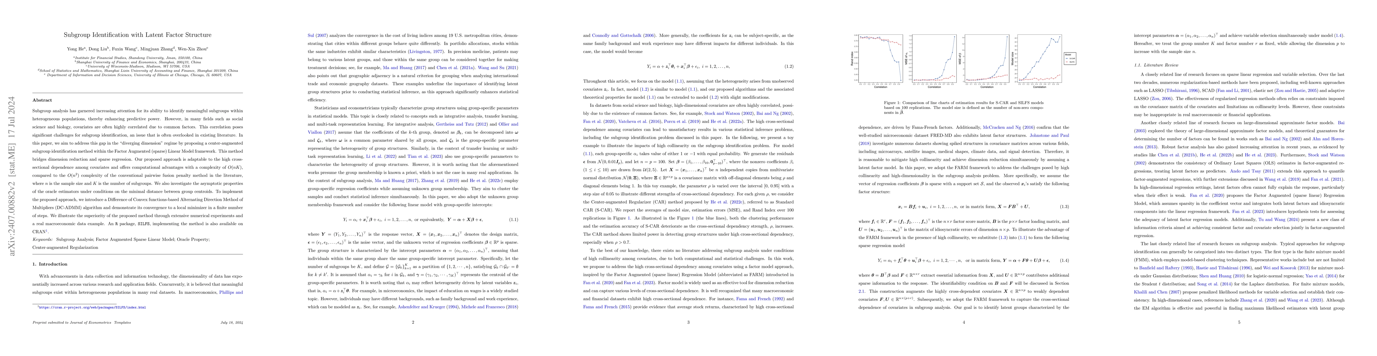 Thumbnail for Subgroup Identification with Latent Factor Structure