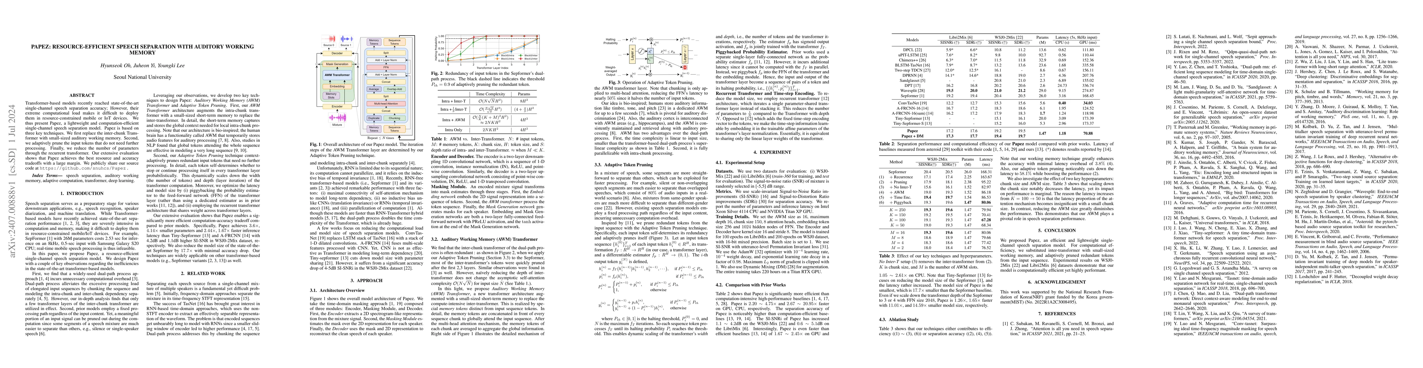 Thumbnail for Papez: Resource-Efficient Speech Separation with Auditory Working Memory