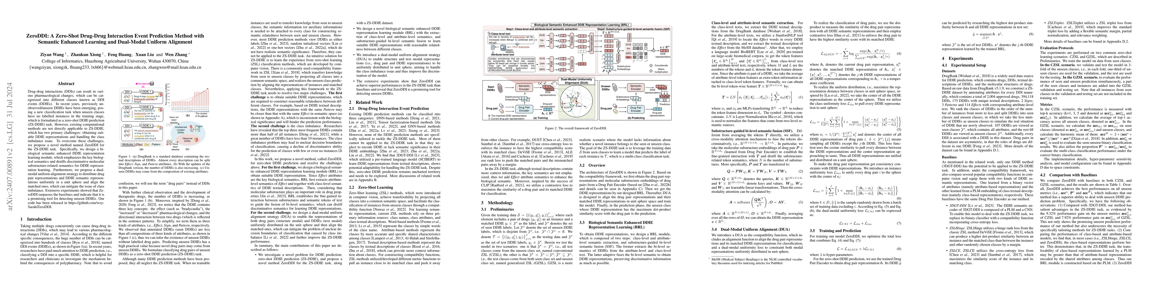 Thumbnail for ZeroDDI: A Zero-Shot Drug-Drug Interaction Event Prediction Method with
  Semantic Enhanced Learning and Dual-Modal Uniform Alignment