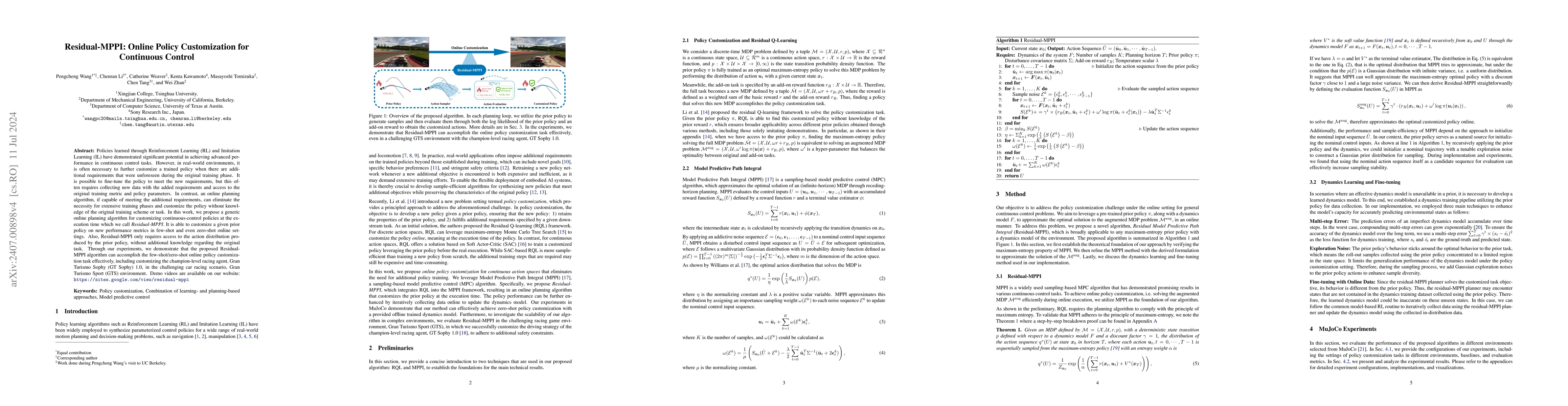 Thumbnail for Residual-MPPI: Online Policy Customization for Continuous Control