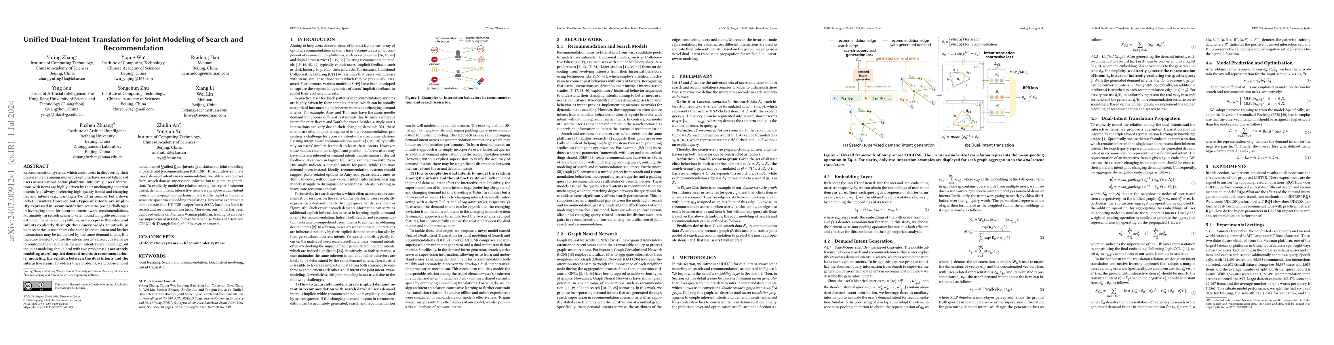 Thumbnail for Unified Dual-Intent Translation for Joint Modeling of Search and
  Recommendation
