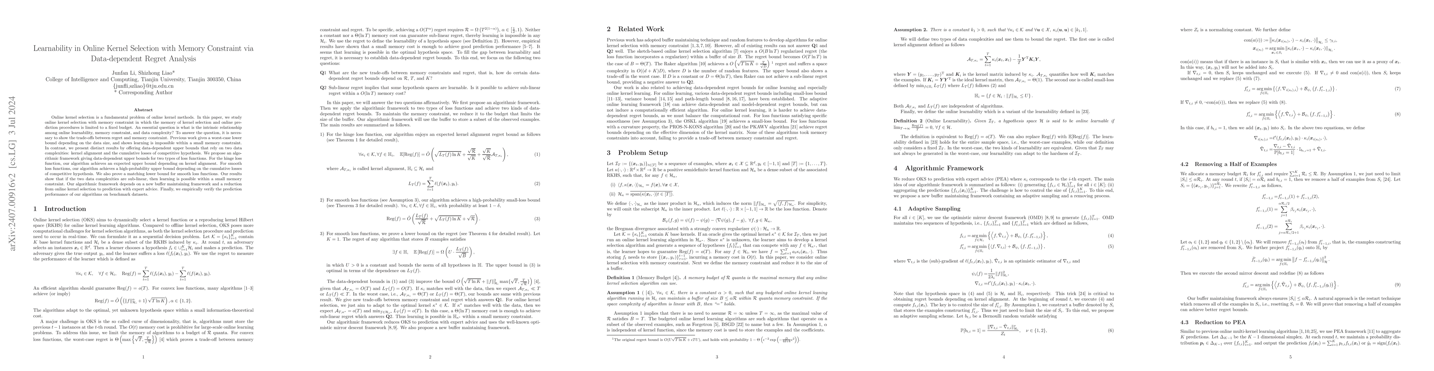 Thumbnail for Learnability in Online Kernel Selection with Memory Constraint via
  Data-dependent Regret Analysis