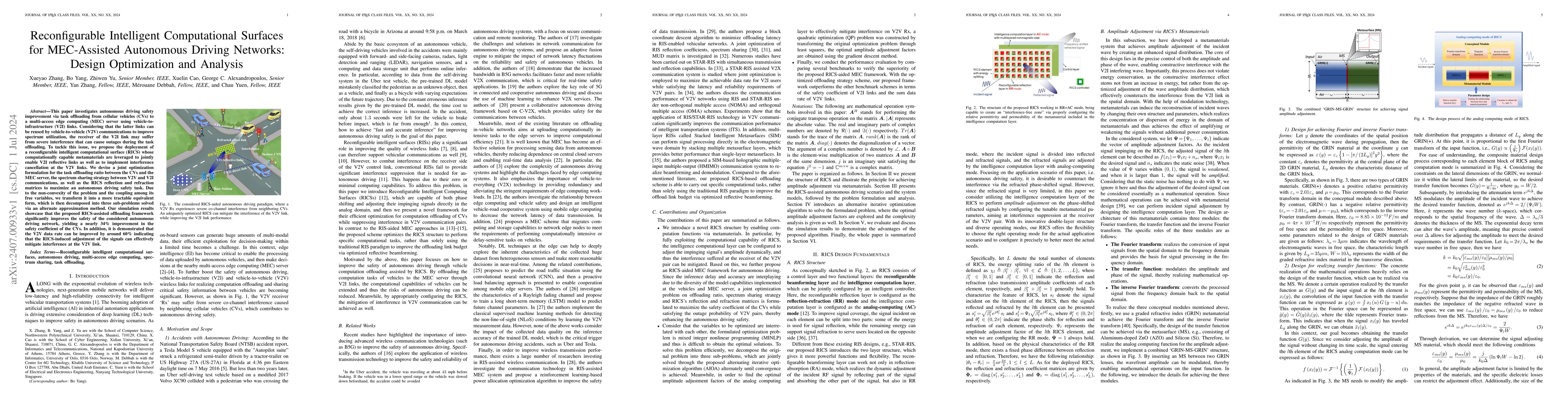 Thumbnail for Reconfigurable Intelligent Computational Surfaces for MEC-Assisted
  Autonomous Driving Networks: Design Optimization and Analysis