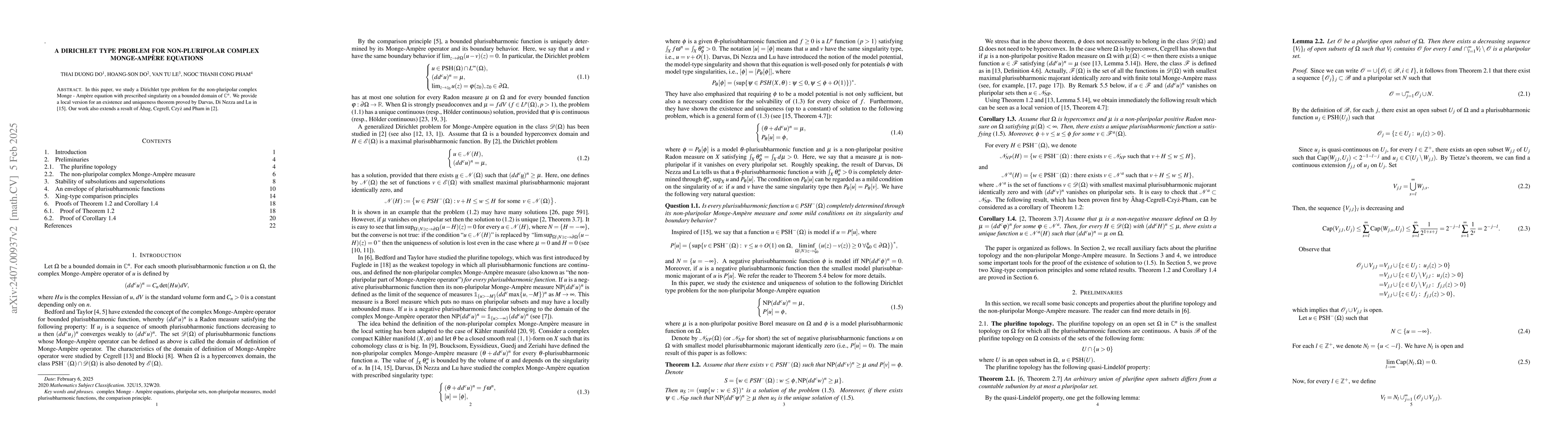 Thumbnail for A Dirichlet type problem for non-pluripolar complex Monge-Amp\`ere
  equations