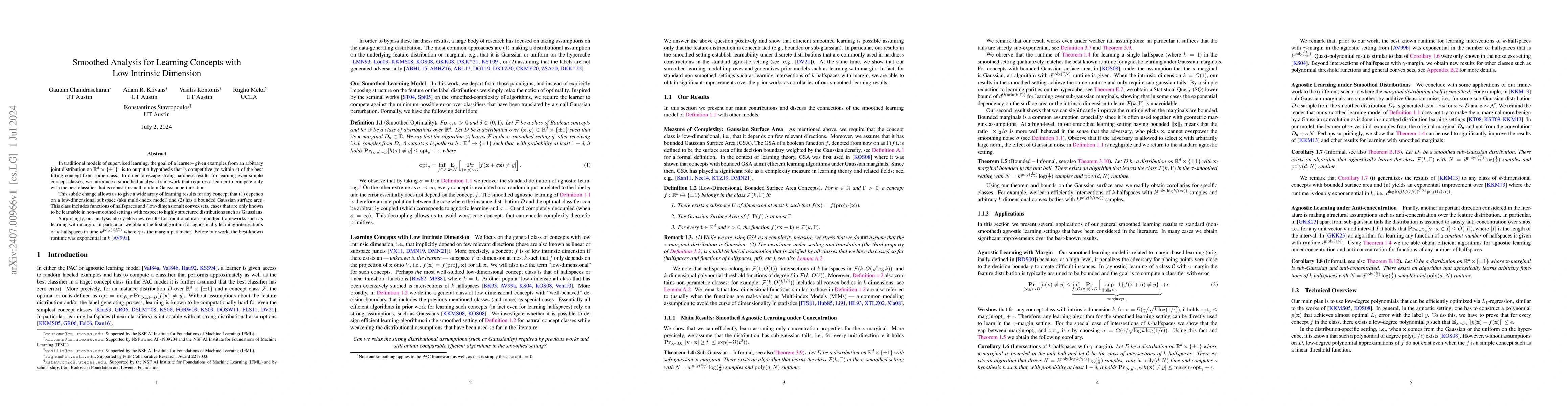 Thumbnail for Smoothed Analysis for Learning Concepts with Low Intrinsic Dimension