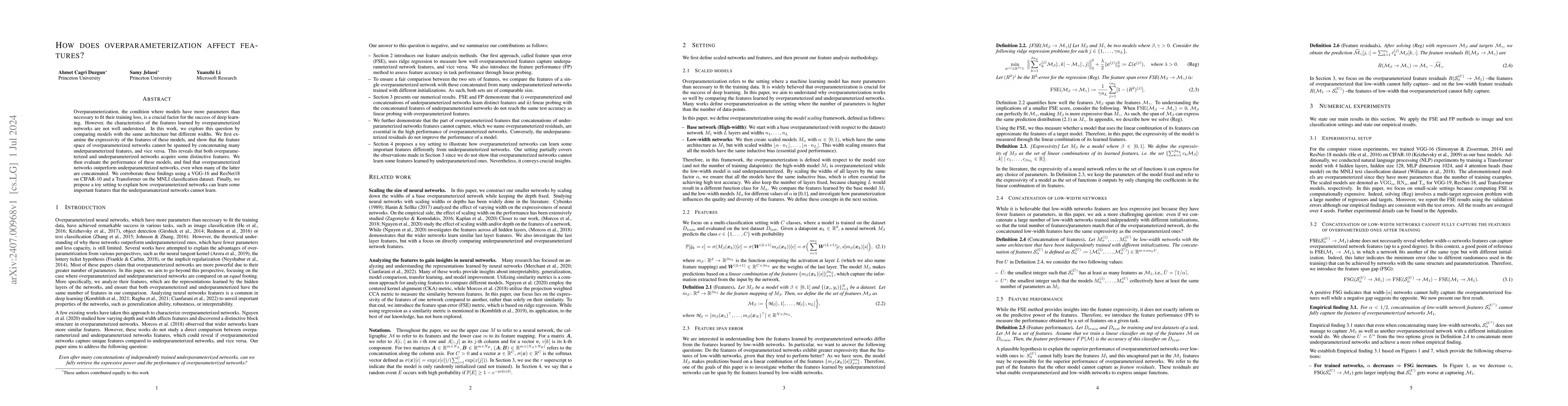 Thumbnail for How Does Overparameterization Affect Features?