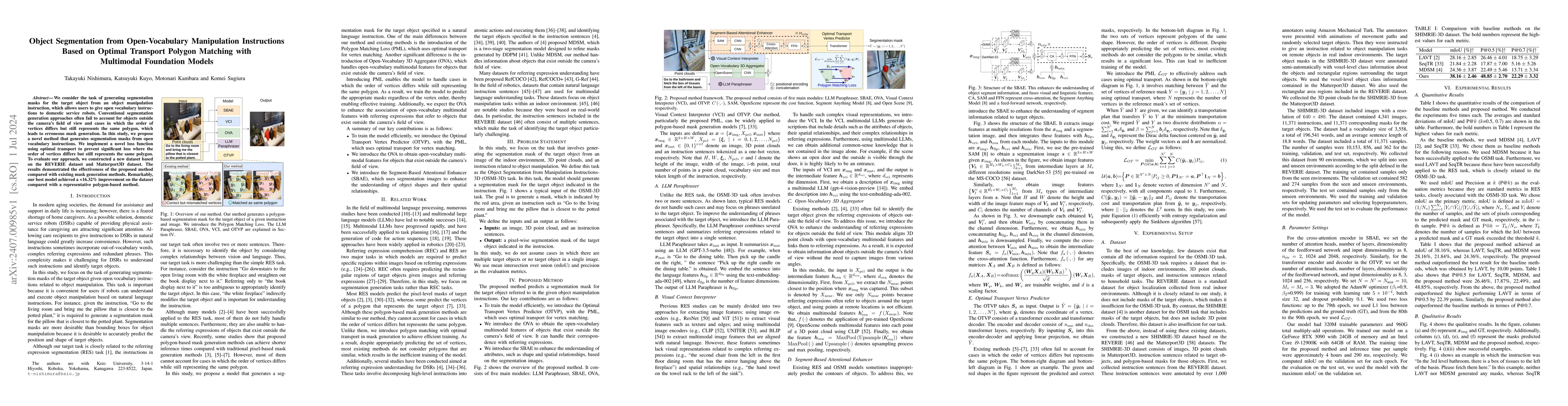 Thumbnail for Object Segmentation from Open-Vocabulary Manipulation Instructions Based
  on Optimal Transport Polygon Matching with Multimodal Foundation Models
